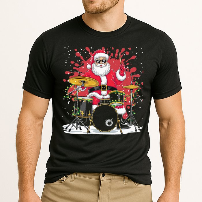 Christmas Drummer Funny Santa Claus On Drums For Music Lover Cooling Performance Crew T-Shirt