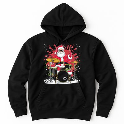 Christmas Drummer Funny Santa Claus On Drums For Music Lover Hoodie