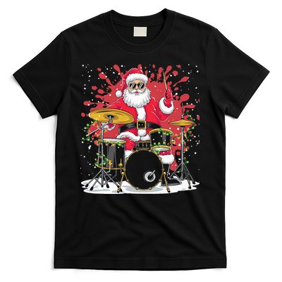Christmas Drummer Funny Santa Claus On Drums For Music Lover T-Shirt