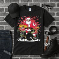 Christmas Drummer Funny Santa Claus On Drums For Music Lover Tall T-Shirt
