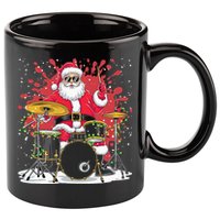 Christmas Drummer Funny Santa Claus On Drums For Music Lover 11oz C Handle Ceramic Mug