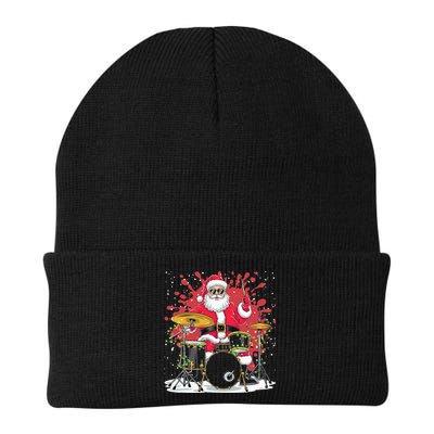 Christmas Drummer Funny Santa Claus On Drums For Music Lover Beanie