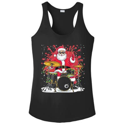 Christmas Drummer Funny Santa Claus On Drums For Music Lover Ladies PosiCharge Competitor Racerback Tank