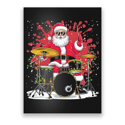 Christmas Drummer Funny Santa Claus On Drums For Music Lover Poster