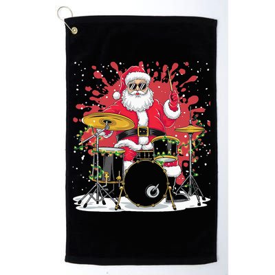 Christmas Drummer Funny Santa Claus On Drums For Music Lover Golf Towel