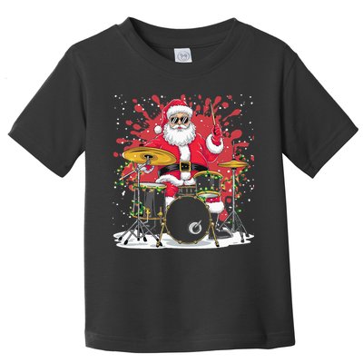 Christmas Drummer Funny Santa Claus On Drums For Music Lover Toddler T-Shirt