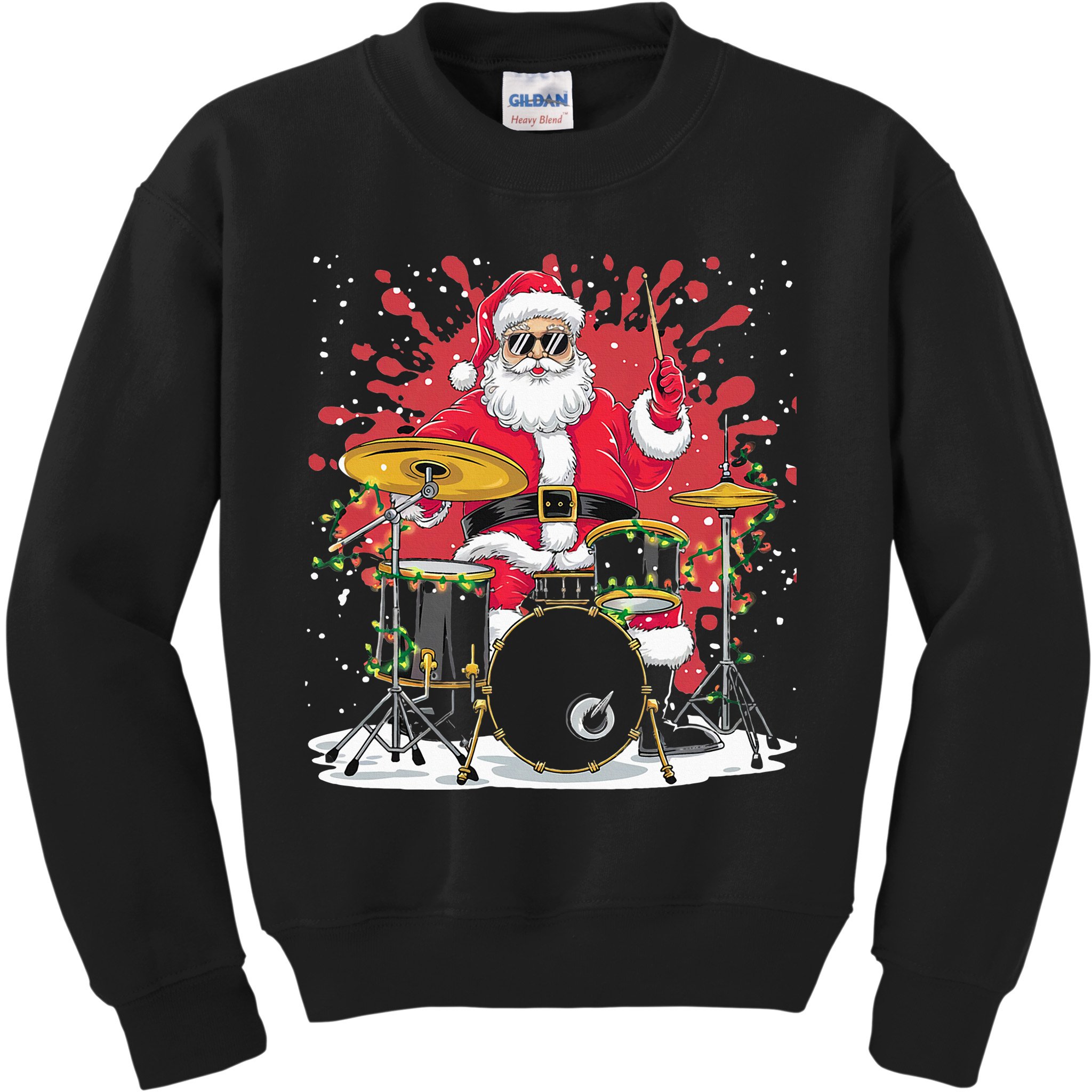 Christmas Drummer Funny Santa Claus On Drums For Music Lover Kids Sweatshirt