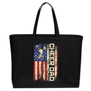 Cheerleader Dad Funny Cheer Dad American Us Flag Cotton Canvas Jumbo Tote