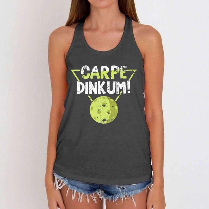 Carpe Dinkum For Pickleballplayer Pickleball Grunge Women's Knotted Racerback Tank