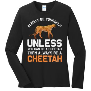 Cheetah Design For Safari Wildlife Ladies Long Sleeve Shirt