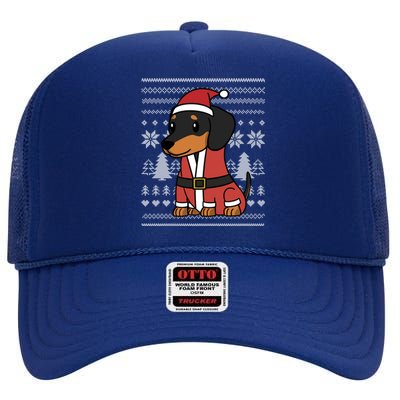 Cartoon Dachshund Funny Dog Christmas Gift Funny Gift High Crown Mesh Back Trucker Hat