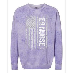 Classic Distressed Flag For Emergency Room ER Nurses Colorblast Crewneck Sweatshirt