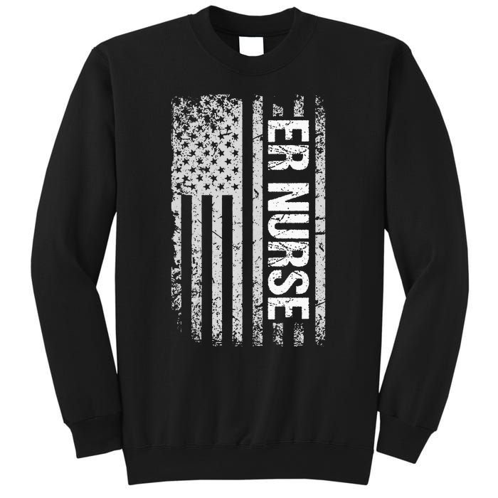 Classic Distressed Flag For Emergency Room ER Nurses Sweatshirt