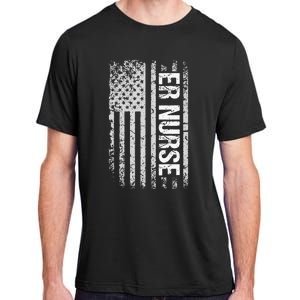 Classic Distressed Flag For Emergency Room ER Nurses Adult ChromaSoft Performance T-Shirt