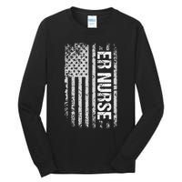 Classic Distressed Flag For Emergency Room ER Nurses Tall Long Sleeve T-Shirt