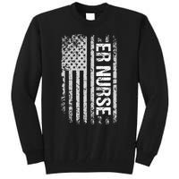 Classic Distressed Flag For Emergency Room ER Nurses Tall Sweatshirt