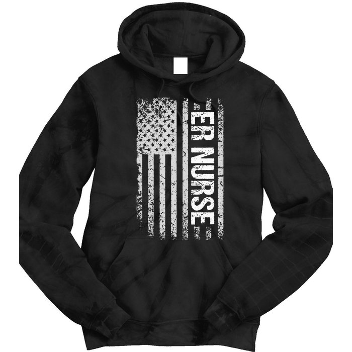 Classic Distressed Flag For Emergency Room ER Nurses Tie Dye Hoodie