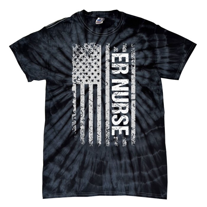 Classic Distressed Flag For Emergency Room ER Nurses Tie-Dye T-Shirt