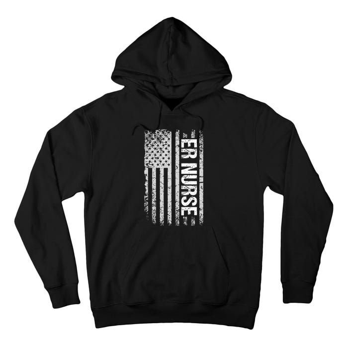 Classic Distressed Flag For Emergency Room ER Nurses Tall Hoodie