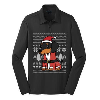 Cartoon Dachshund Funny Dog Christmas Gift Silk Touch Performance Long Sleeve Polo