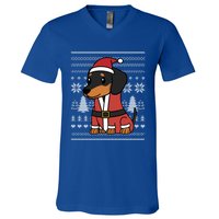 Cartoon Dachshund Funny Dog Christmas Gift V-Neck T-Shirt