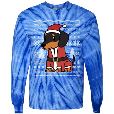 Cartoon Dachshund Funny Dog Christmas Gift Tie-Dye Long Sleeve Shirt