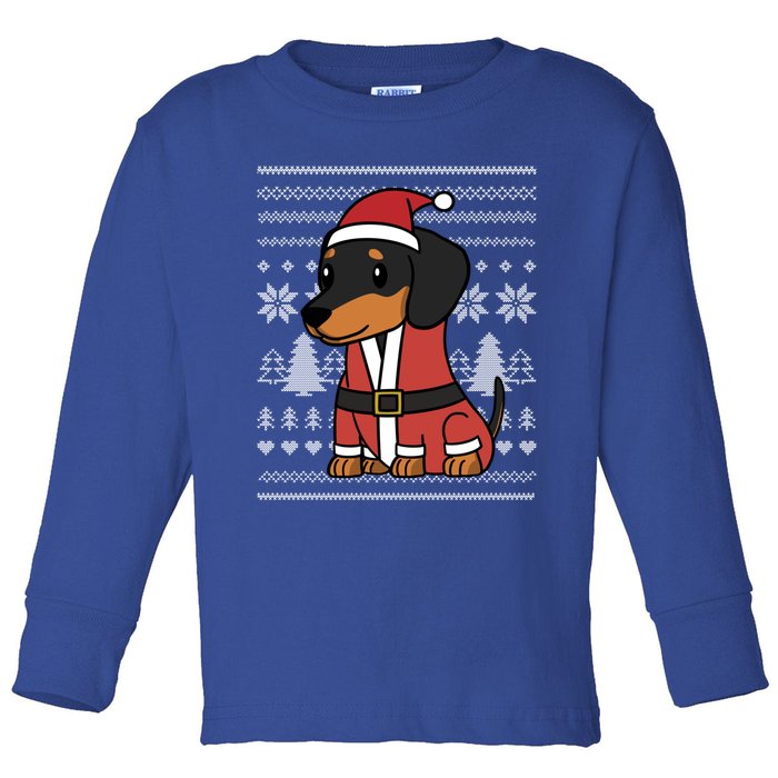 Cartoon Dachshund Funny Dog Christmas Gift Toddler Long Sleeve Shirt