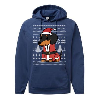 Cartoon Dachshund Funny Dog Christmas Gift Performance Fleece Hoodie