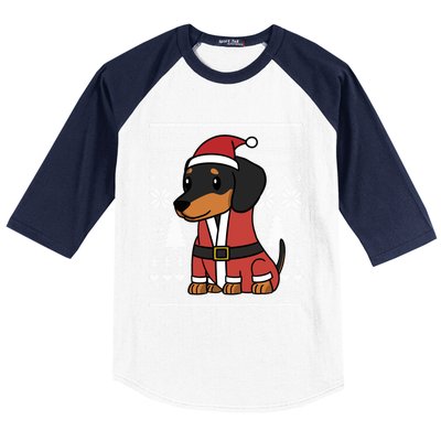 Cartoon Dachshund Funny Dog Christmas Gift Baseball Sleeve Shirt