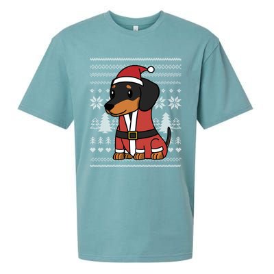 Cartoon Dachshund Funny Dog Christmas Gift Sueded Cloud Jersey T-Shirt