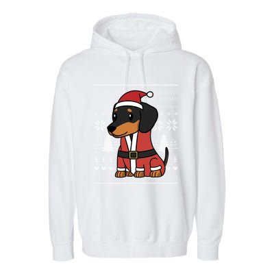 Cartoon Dachshund Funny Dog Christmas Gift Garment-Dyed Fleece Hoodie