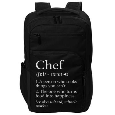 Chef Definition Funny Line Saying Cook Cooking Gifts Chefs Impact Tech Backpack
