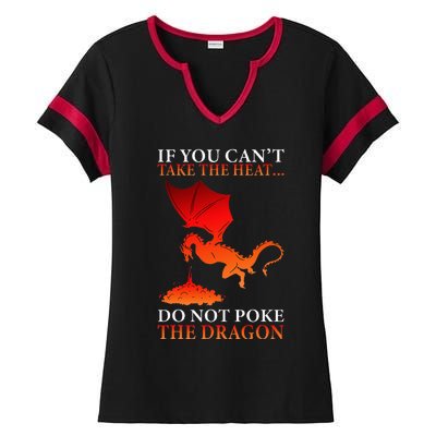 Cool Dragon Flamespewing Flying Mythical Creature Ladies Halftime Notch Neck Tee