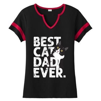 Cat Daddy Father Gift Best Cat Dad Ever Ladies Halftime Notch Neck Tee