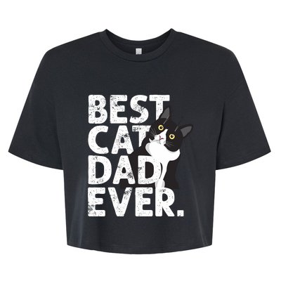 Cat Daddy Father Gift Best Cat Dad Ever Bella+Canvas Jersey Crop Tee