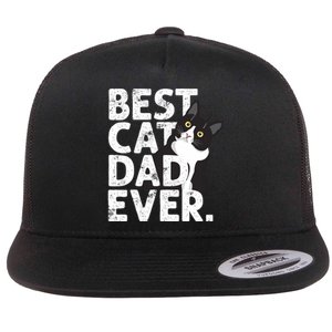 Cat Daddy Father Gift Best Cat Dad Ever Flat Bill Trucker Hat