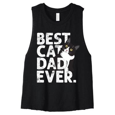 Cat Daddy Father Gift Best Cat Dad Ever Women's Racerback Cropped Tank