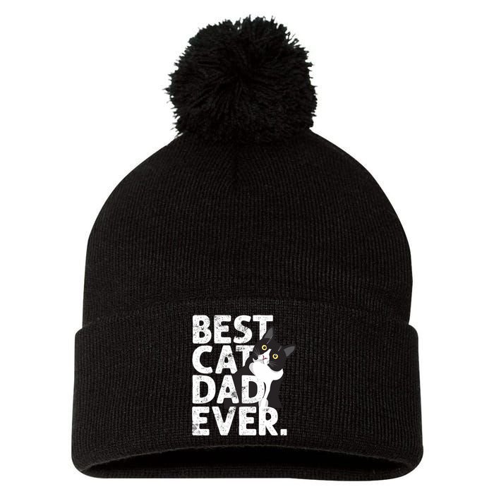 Cat Daddy Father Gift Best Cat Dad Ever Pom Pom 12in Knit Beanie