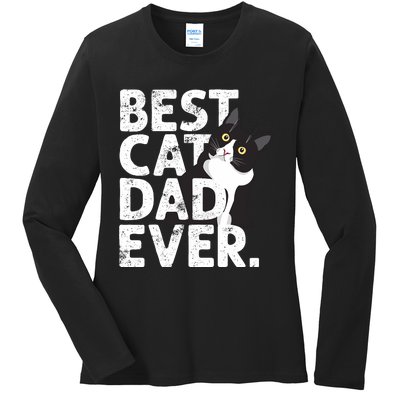 Cat Daddy Father Gift Best Cat Dad Ever Ladies Long Sleeve Shirt