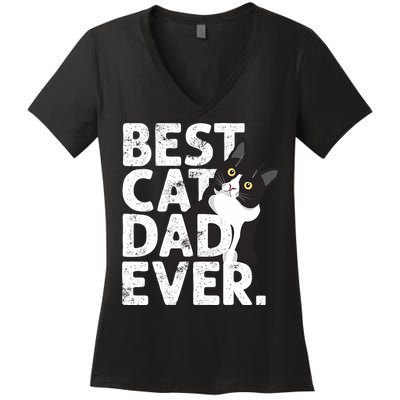 Cat Daddy Father Gift Best Cat Dad Ever Women's V-Neck T-Shirt