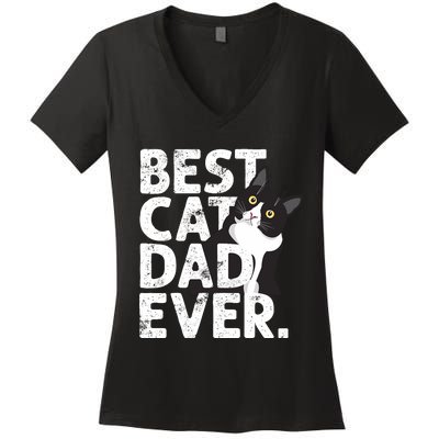 Cat Daddy Father Gift Best Cat Dad Ever Women's V-Neck T-Shirt