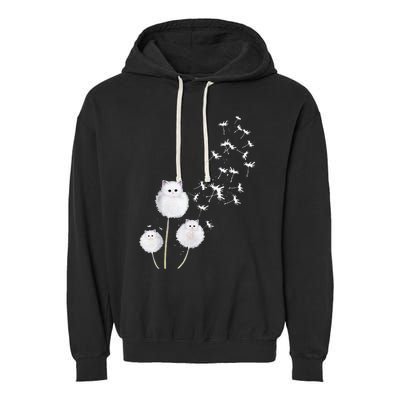 Cat Dandelion Flower SKT Garment-Dyed Fleece Hoodie