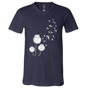 Cat Dandelion Flower SKT V-Neck T-Shirt