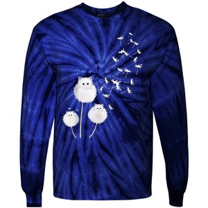 Cat Dandelion Flower SKT Tie-Dye Long Sleeve Shirt