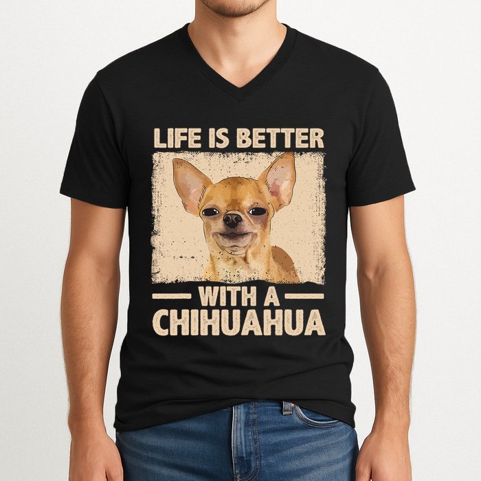Chihuahua Design For Chihuahua Dog Chihuahua Lover V-Neck T-Shirt