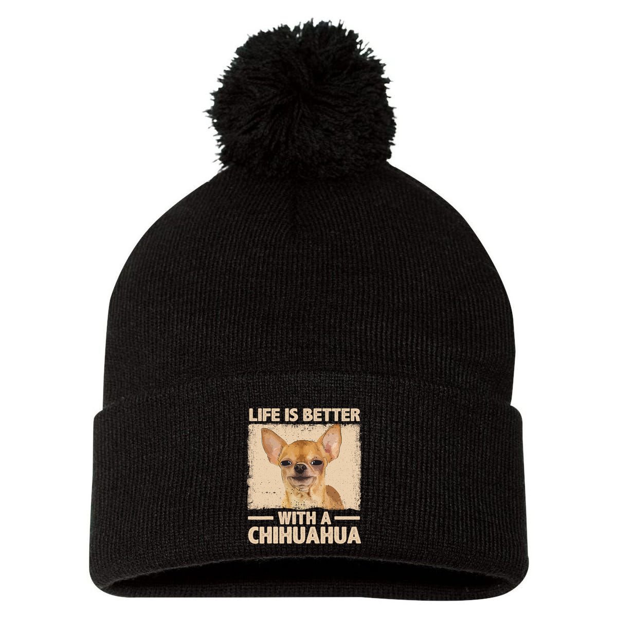 Chihuahua Design For Chihuahua Dog Chihuahua Lover Pom Pom 12in Knit Beanie
