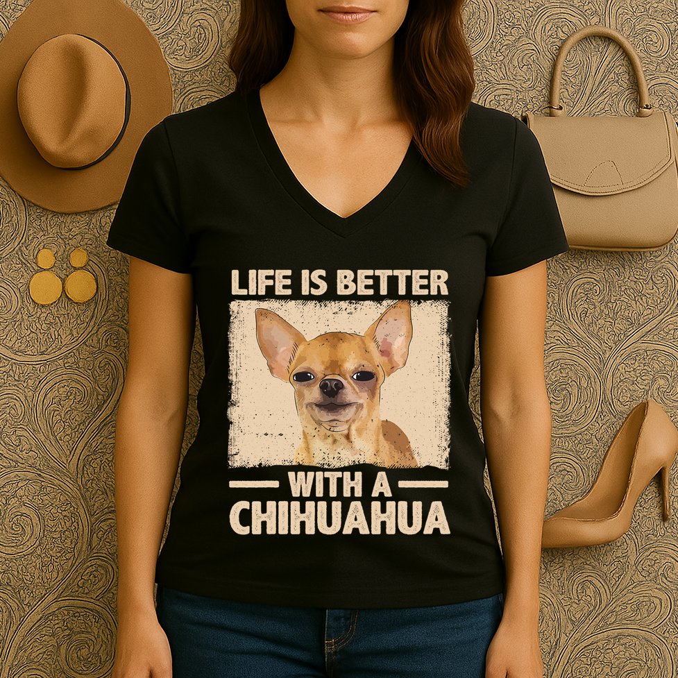 Chihuahua Design For Chihuahua Dog Chihuahua Lover Women's V-Neck T-Shirt