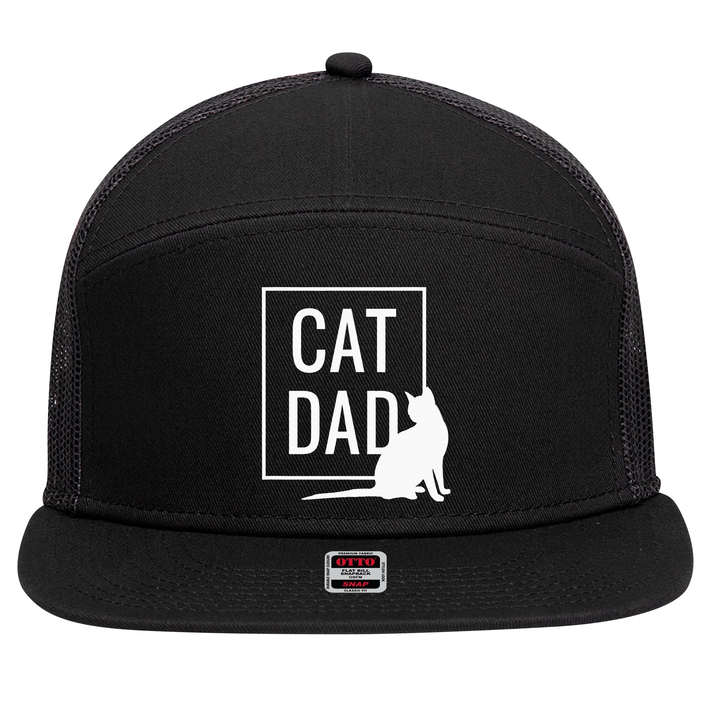 Cat Dad Funny Cat Owner Father 7 Panel Mesh Trucker Snapback Hat