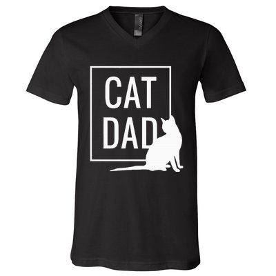 Cat Dad Funny Cat Owner Father V-Neck T-Shirt