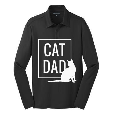 Cat Dad Funny Cat Owner Father Silk Touch Performance Long Sleeve Polo